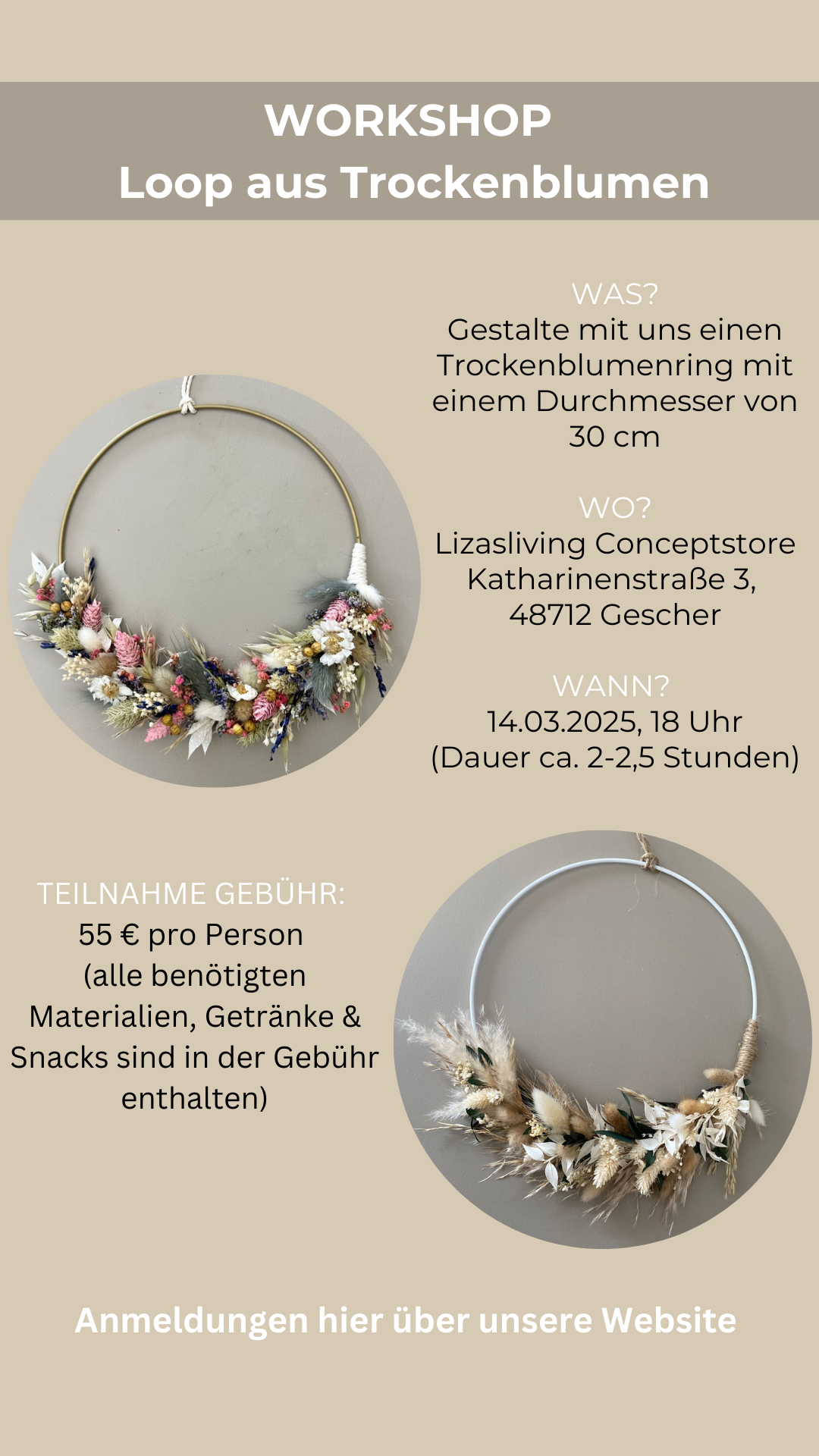 Workshop Loop aus Trockenblumen | 14.03.2025, 18-20 Uhr