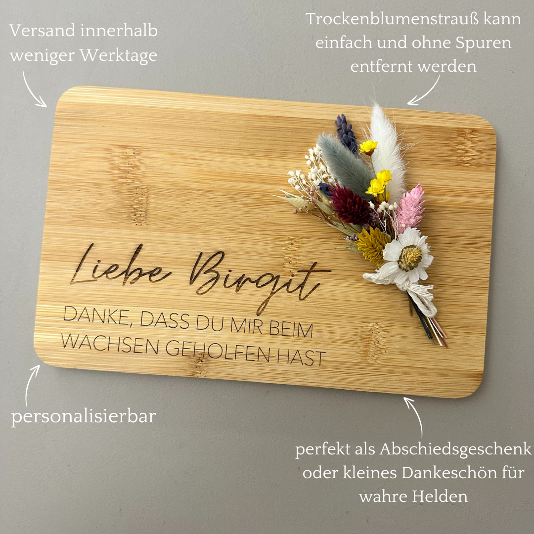 Frühstücksbrett | Personalisiertes Geschenk für Erzieherin | Hebamme | Lehrerin | Tagesmutter