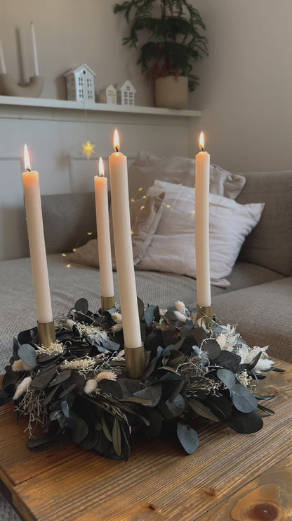 Adventskranz Greenery | Eukalyptus, Oliven und Trockenblumen